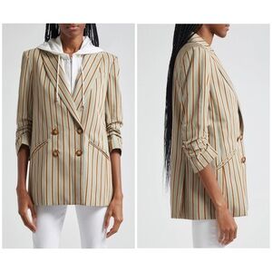 $698 Veronica Beard Kiernan Striped Double Breasted Dickey Jacket Blazer Size 6